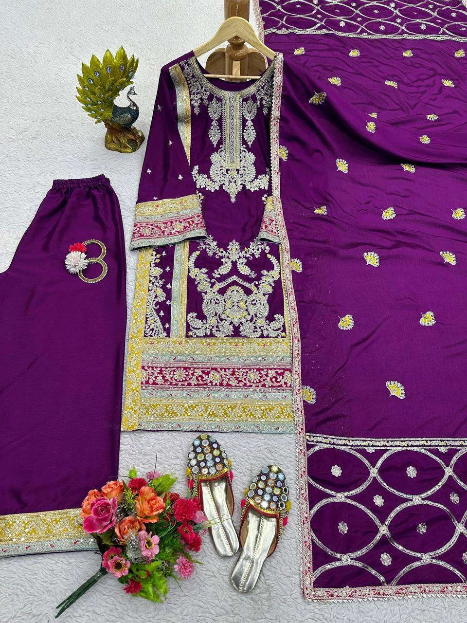 Vardan Ethnic Qrc 260 Chinon Silk Wholesale Pakistani Party Wear Salwar Suit — Wholesale Salwar Suits, MPA wholesale from Surat - Gallery Image 4